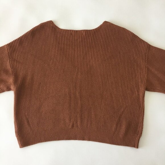 Lulus V Neck Sweater Womens Small Copper/Brown Dolman Sleeves - Picture 9 of 11